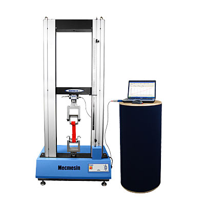 Tensile testing of packaging straps to a high load